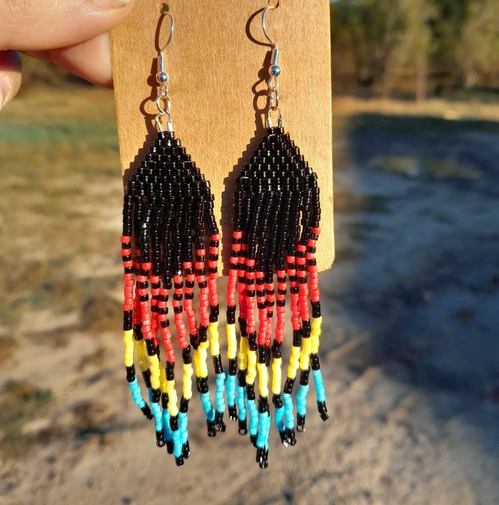 Handmade Beaded Fringe Earrings